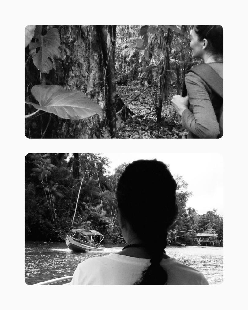 Denise Facciuto na floresta amazônica. Fotografia documental de pesquisa de campo para marketing de performance e valorização de produtos de origem no Brasil.